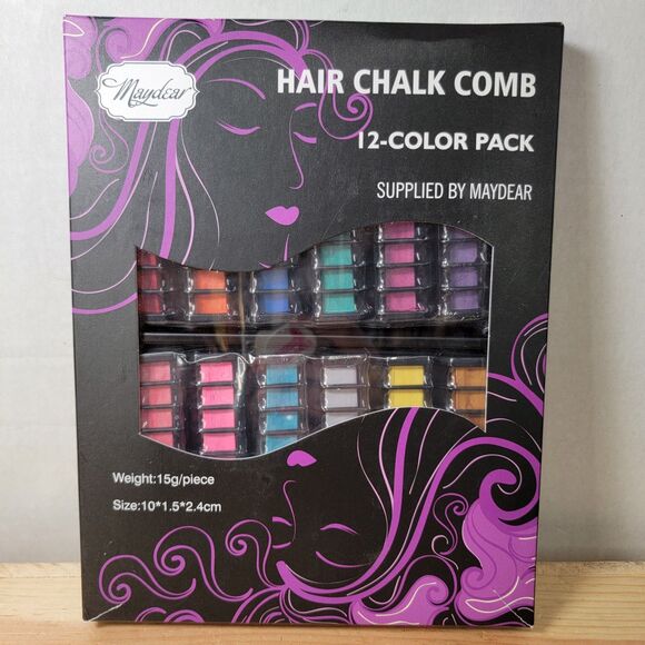 Maydear Hair Chalk Combs 12-Color Pack - NEW - Picture 1 of 6